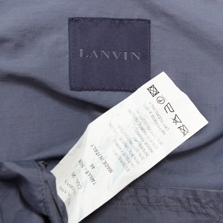 LANVIN navy light double layer fabric raw edge casual blazer jacket FR46 S