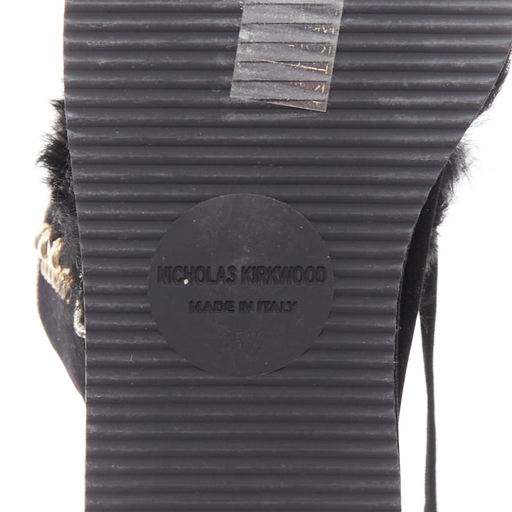 NICHOLAS KIRKWOOD Polly Neige black patent fur trim snow boots