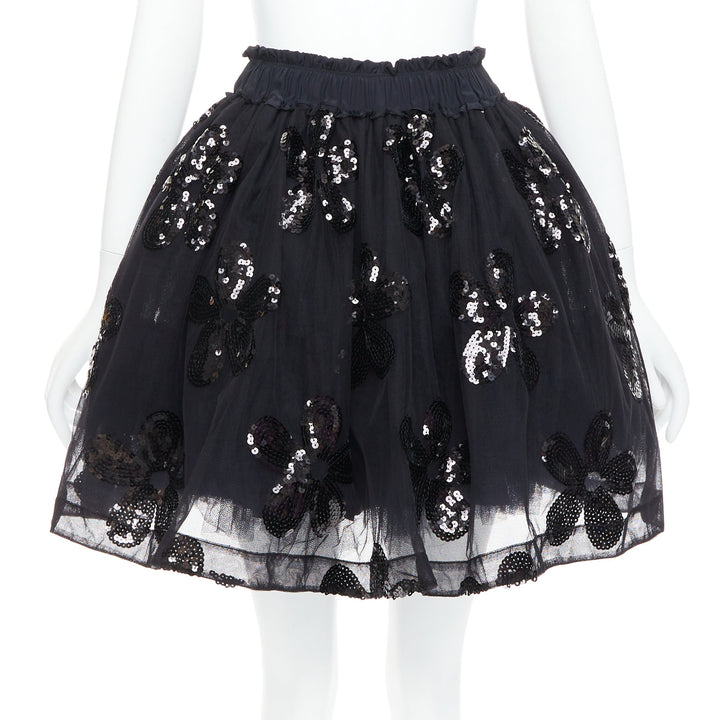 SIMONE ROCHA black floral sequin embellished tulle tutu skirt UK4 XXS