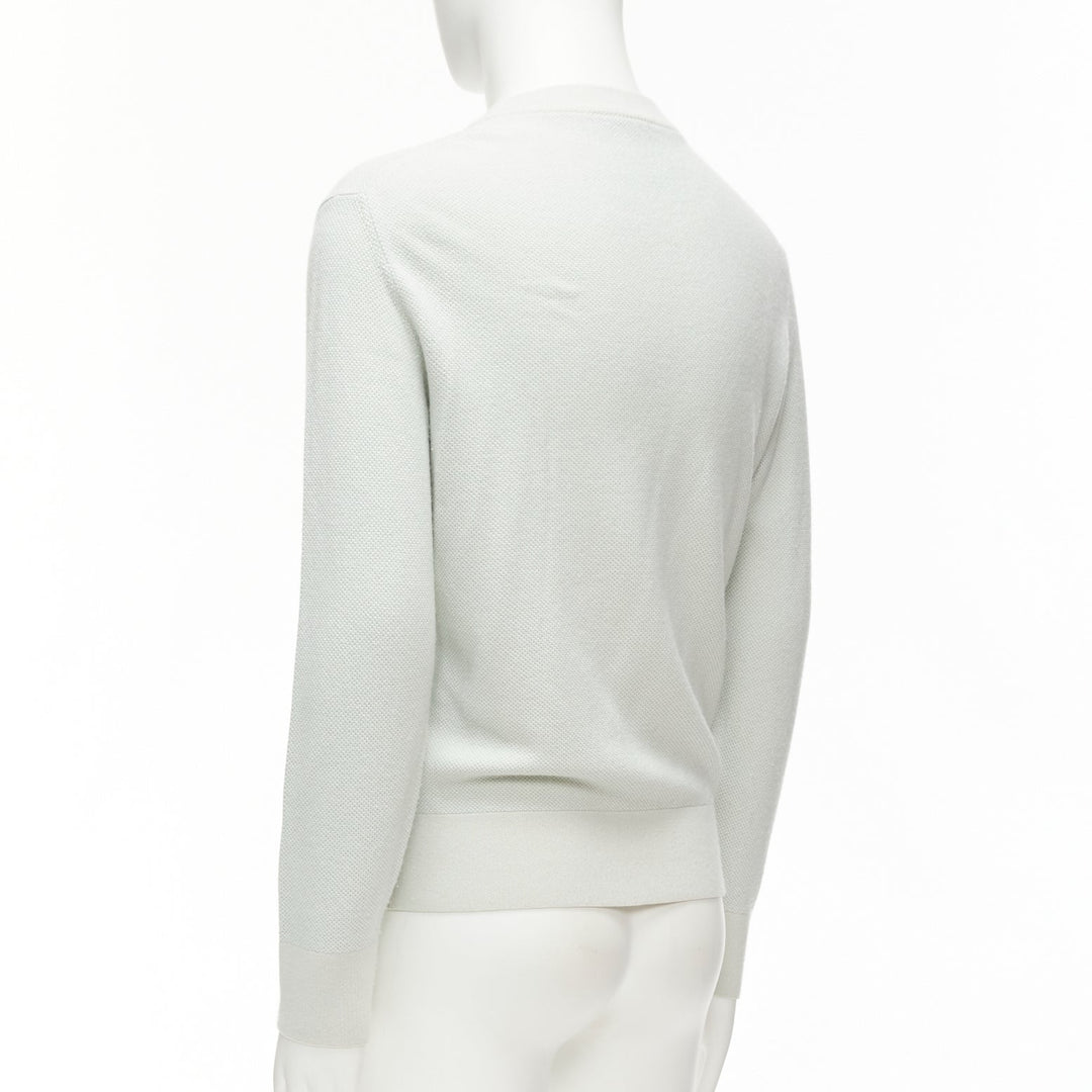 LORO PIANA light green silk cashmere big checkered knitted sweater IT48 M