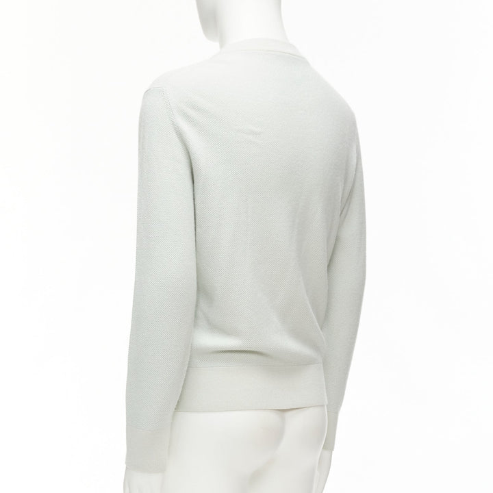 LORO PIANA light green silk cashmere big checkered knitted sweater IT48 M