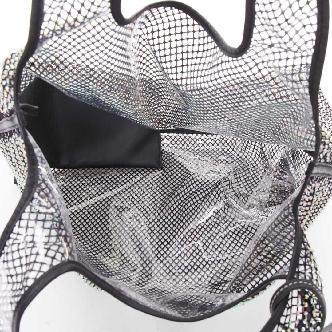 3.1 PHILLIP LIM psychedelic fine crystal mesh PVC lined market tote bag