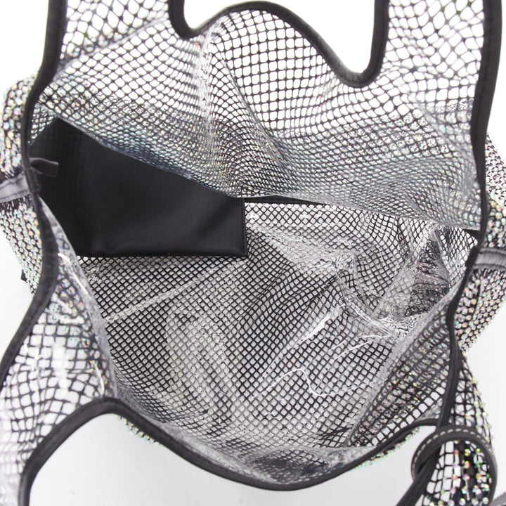 3.1 PHILLIP LIM psychedelic fine crystal mesh PVC lined market tote bag