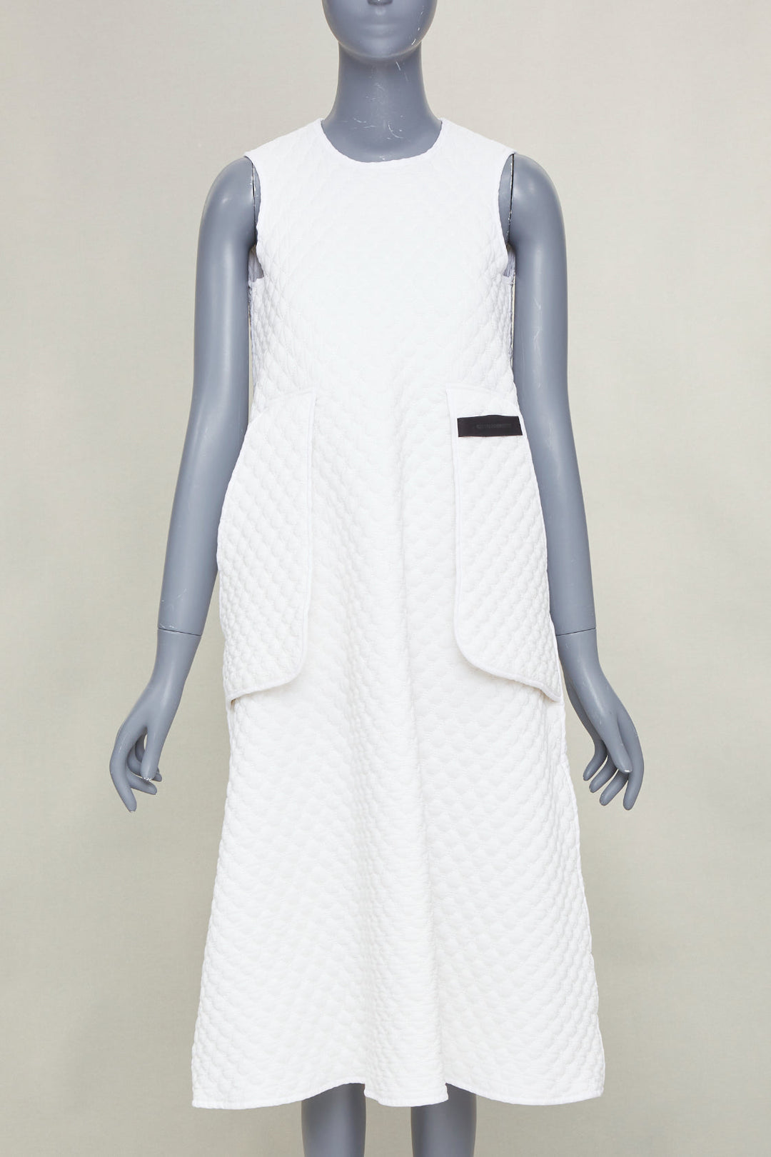 MELITTA BAUMEISTER white diamond quilted front pocket midi tent dress S