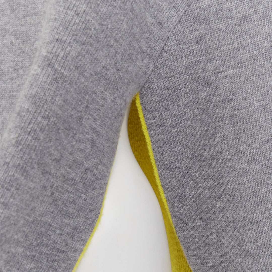 FERRAGAMO 2024 virgin wool two tone grey yellow lined oversized turtleneck M
