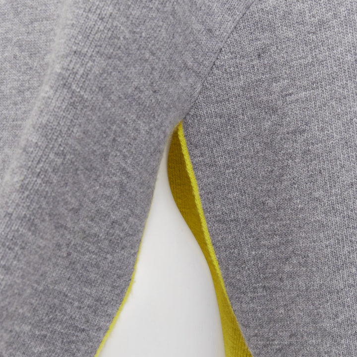 FERRAGAMO 2024 virgin wool two tone grey yellow lined oversized turtleneck M