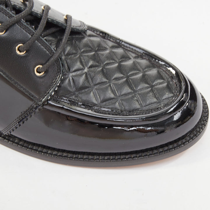 CHANEL 2017 Paris Havana black matelasse quilted panel derby oxfords EU38.5C