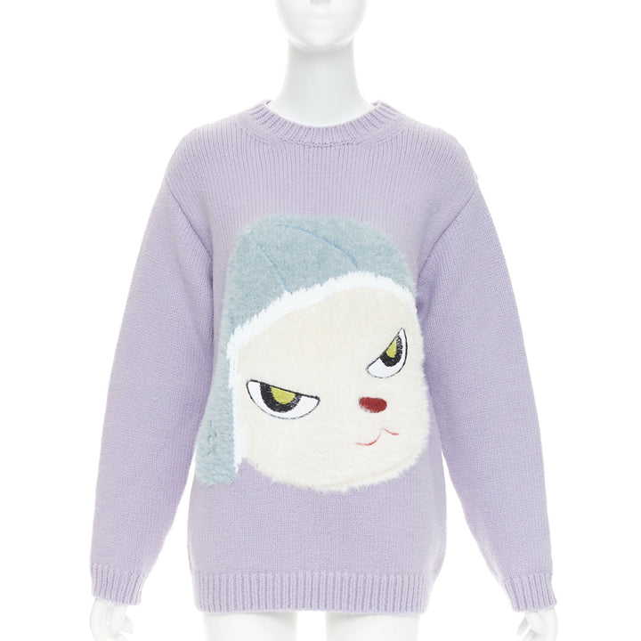 STELLA MCCARTNEY Yoshitomo Nara 2022 lilac Mission Sheep Intarsia wool sweater M
