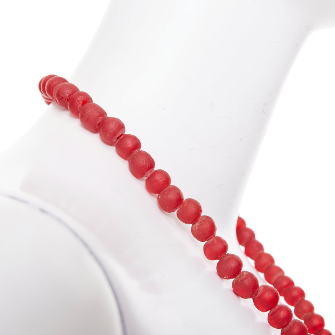 rare  YVES SAINT LAURENT 1980s Vintage red glass bead logo medallion necklace
