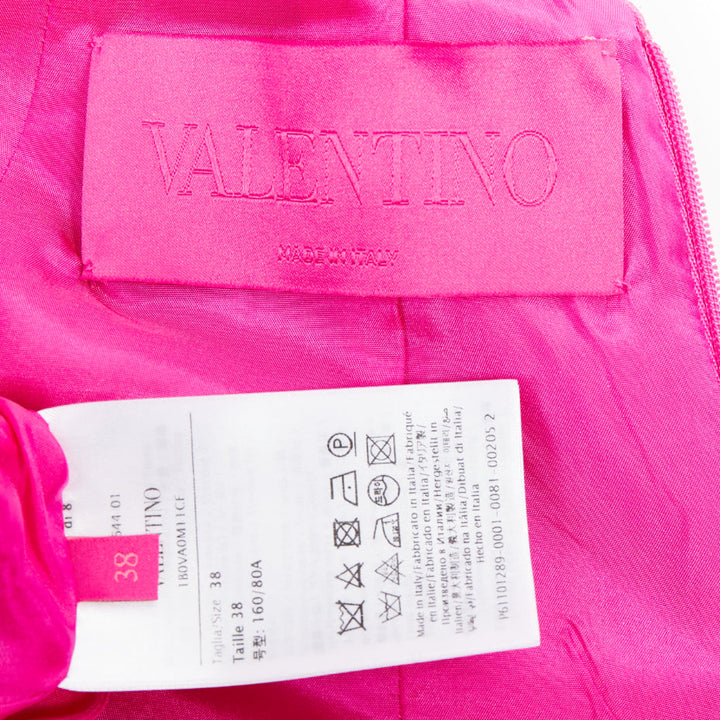 VALENTINO PPink 2022 pink virgin wool silk dipped bow back mini dress IT38 XS