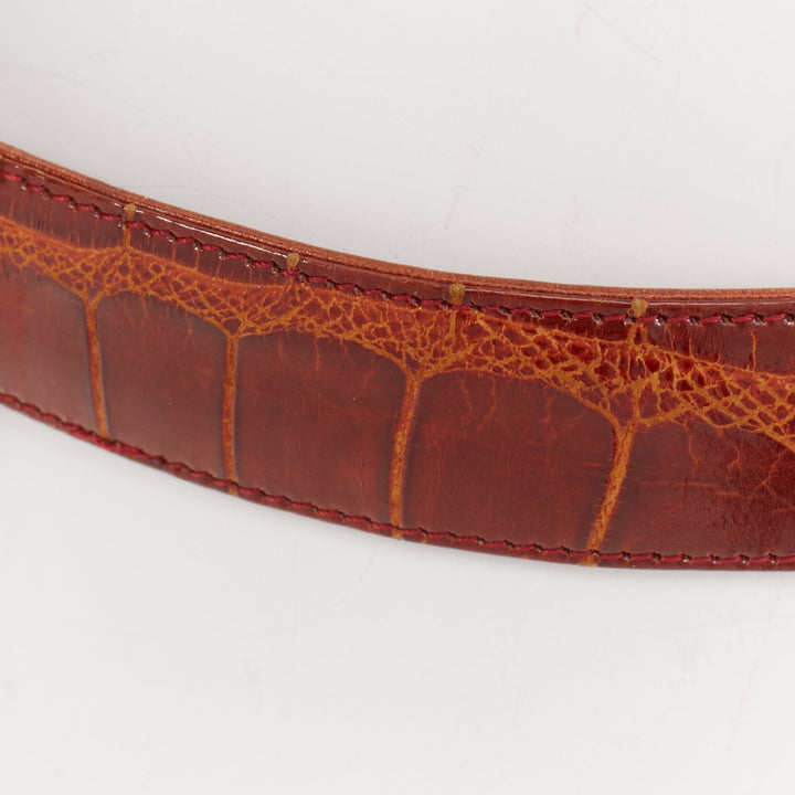 rare PATRICIA VON MUSULIN Vintage 1990s Heart Buckle scaled leather waist belt