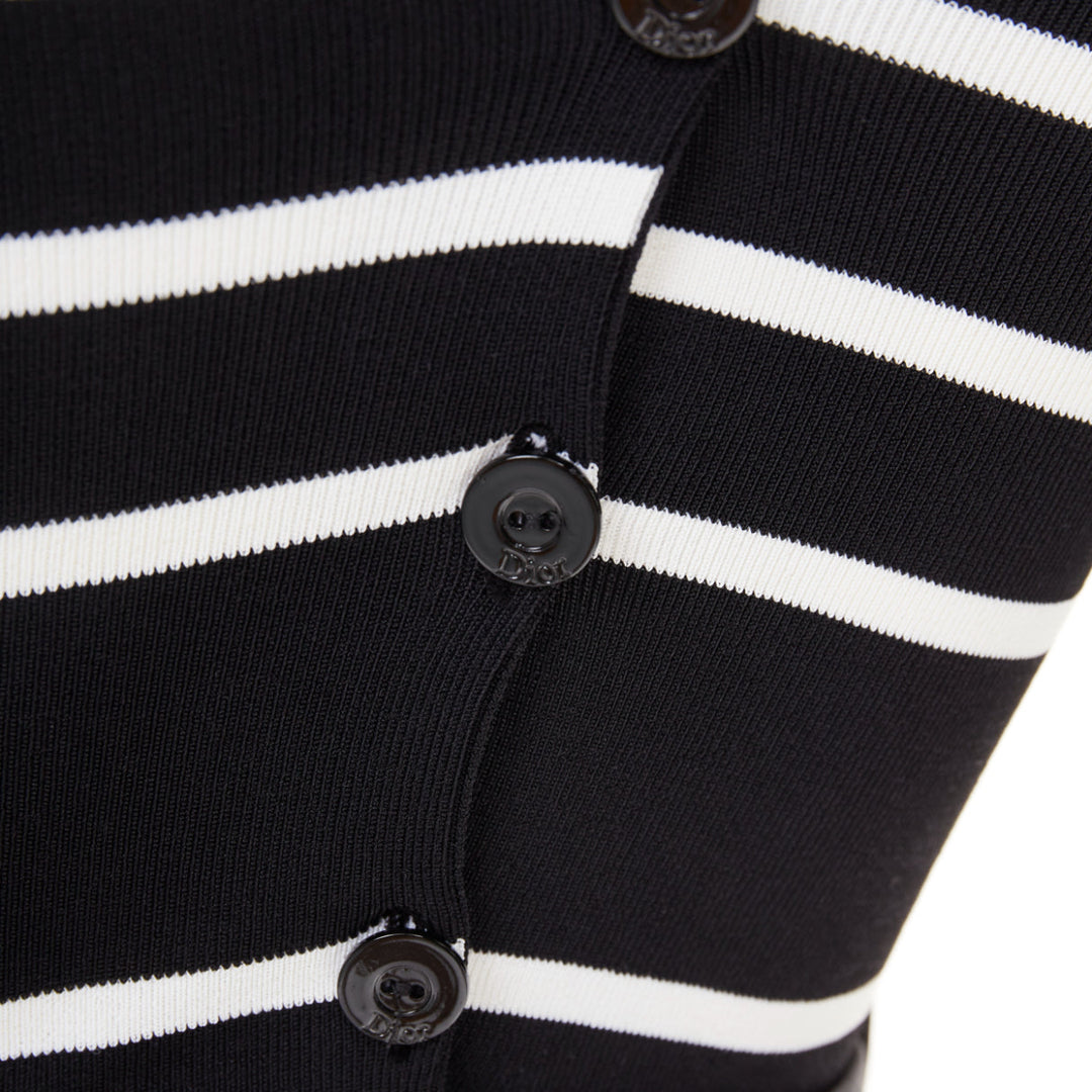 CHRISTIAN DIOR Mariniere striped knit belted viscose blend sheath dress FR34 XS