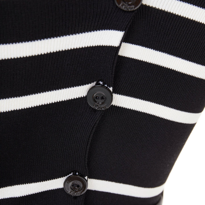CHRISTIAN DIOR Mariniere striped knit belted viscose blend sheath dress FR34 XS