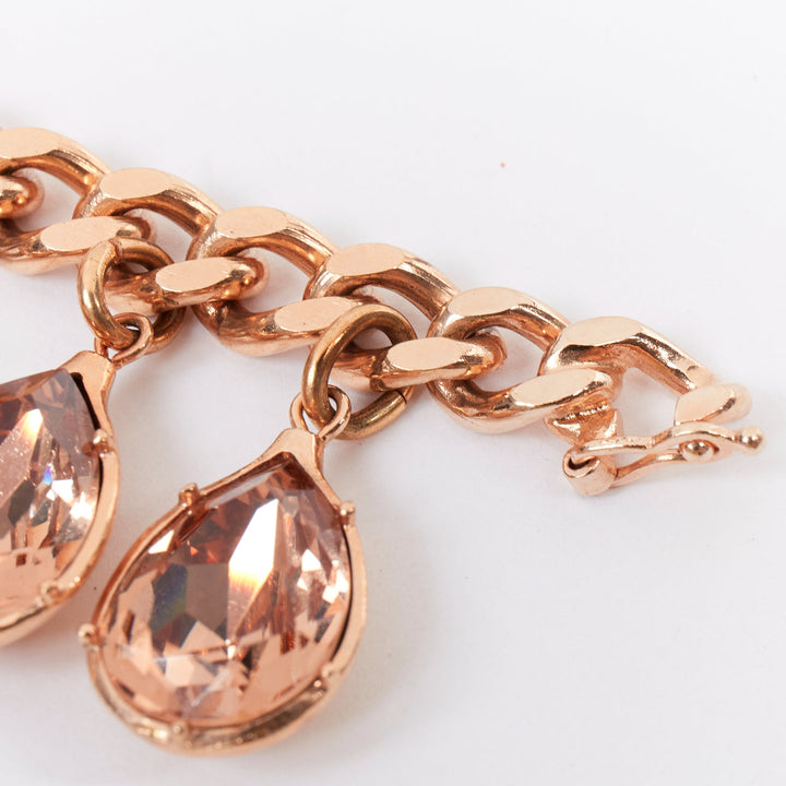 CHRISTIAN DIOR John Galliano 2004 gold tone metal drop rhinestone chain bracelet