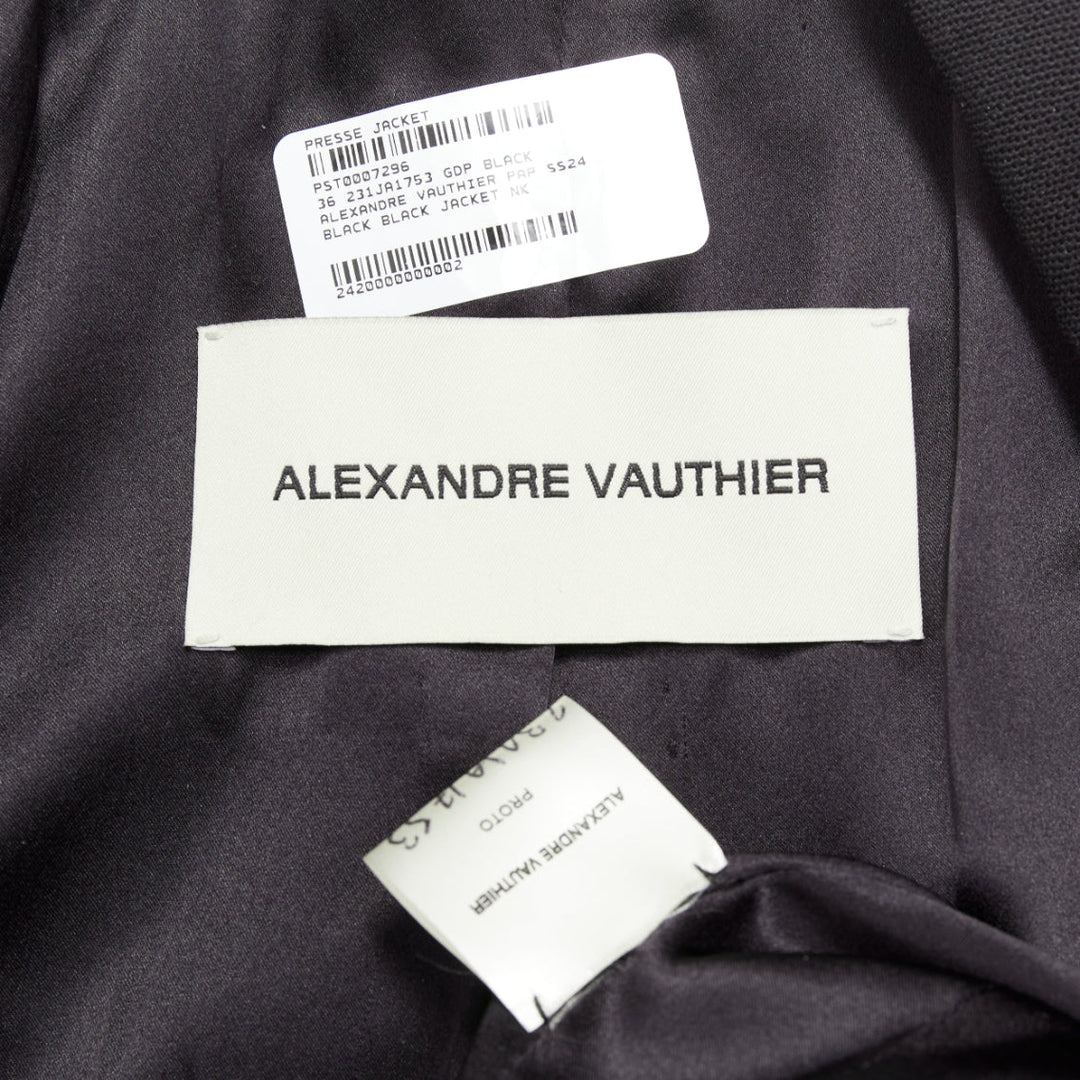 ALEXANDRE VAUTHIER SS2024 black Grain De Poudre wasp waist peak tuxedo jacket