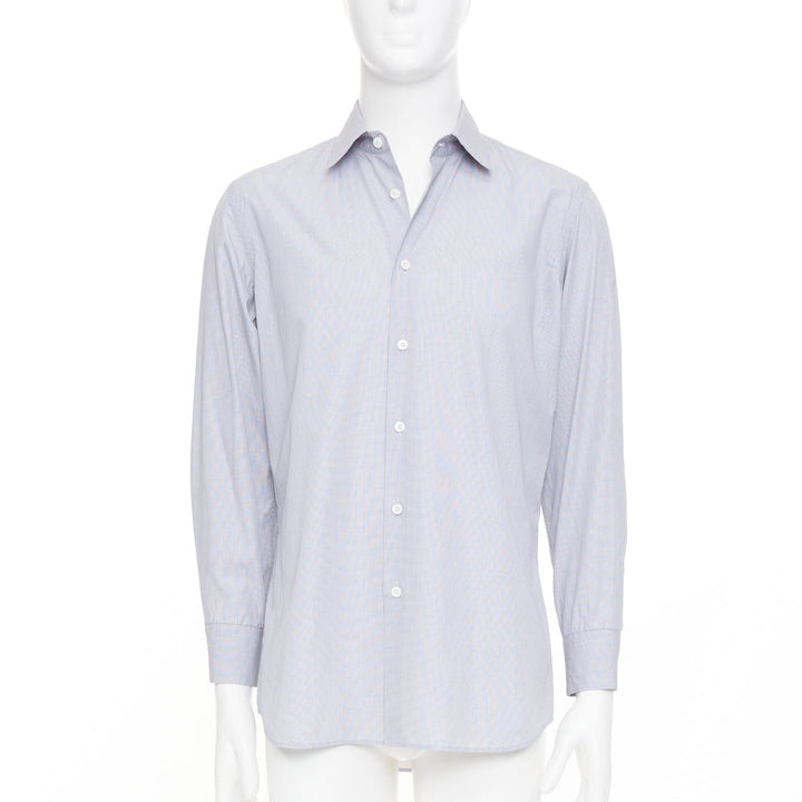 PRADA grey cotton micro checks long sleeve tailored formal collared shirt EU39 M