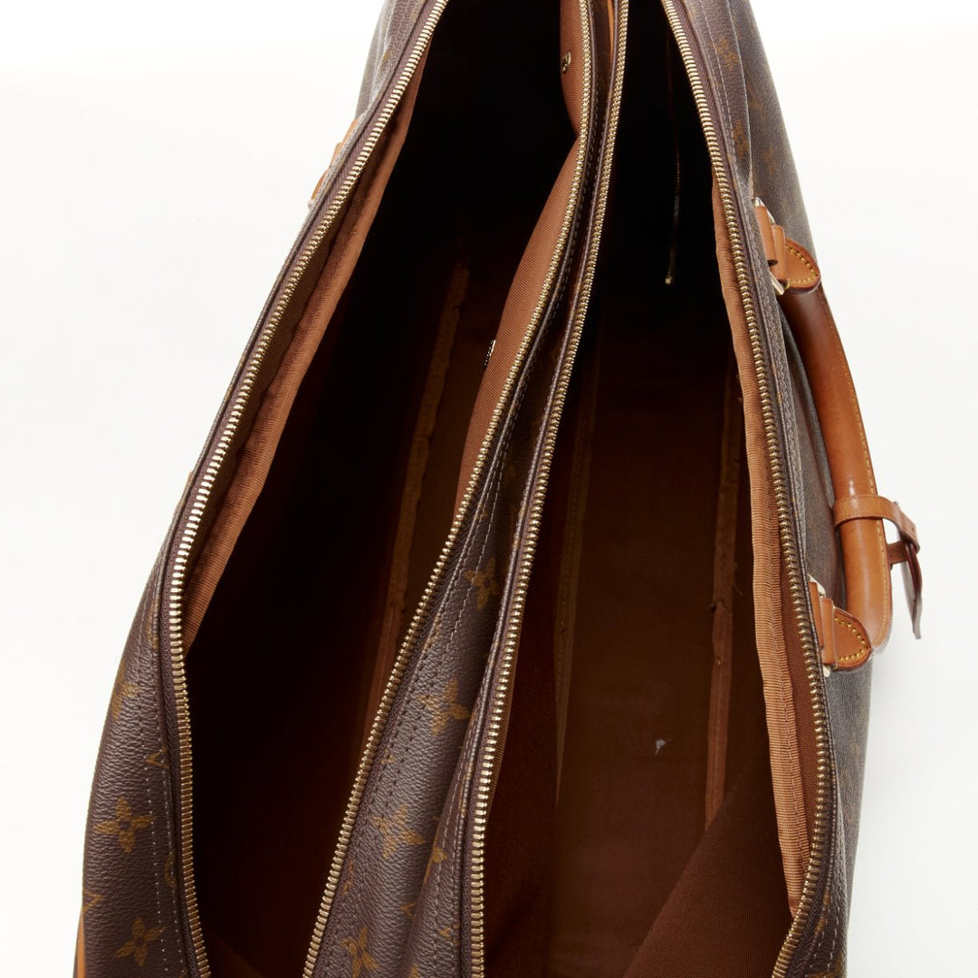 LOUIS VUITTON VIntage Alize brown monogram leather trim 2 compartment bag