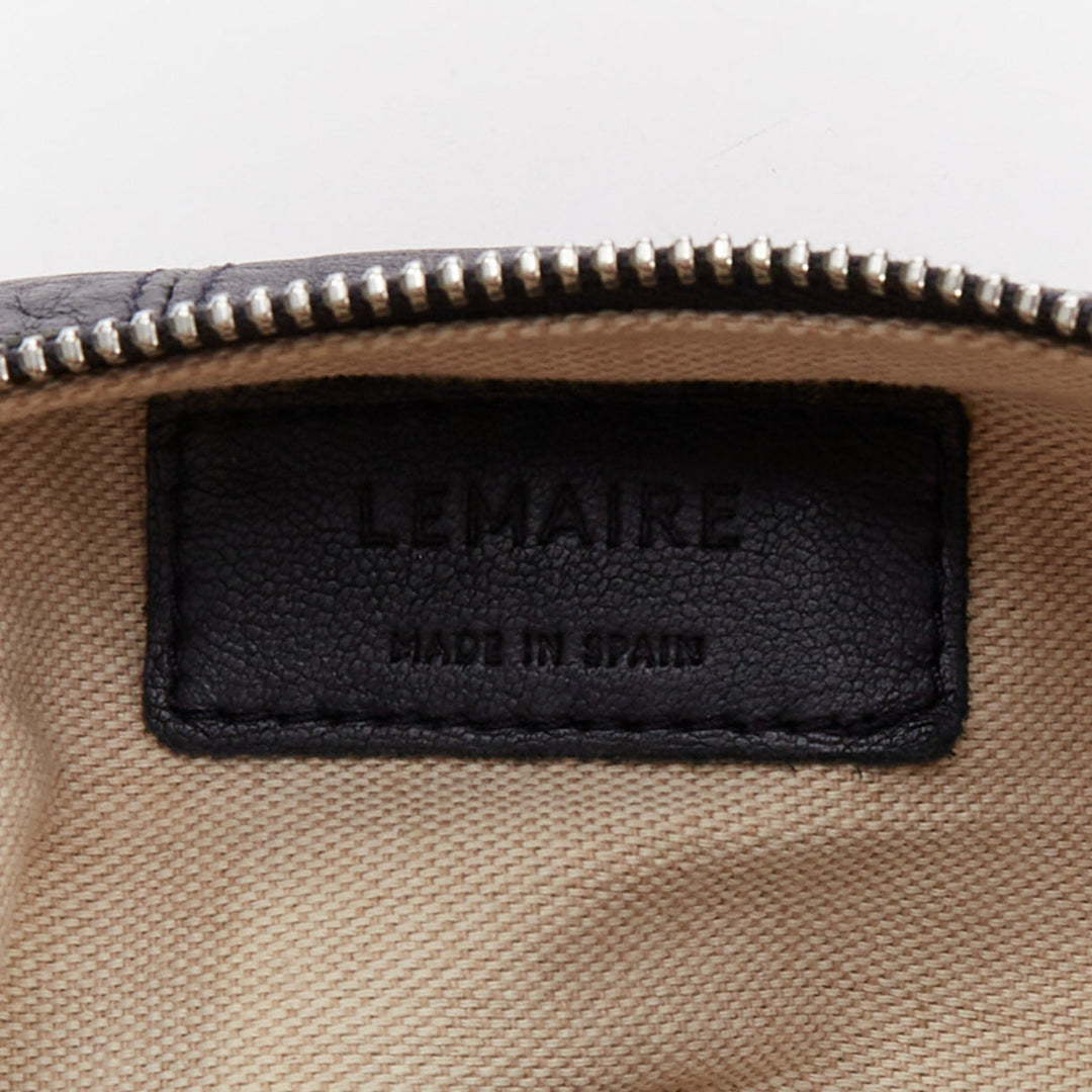LEMAIRE Small Croissant black lambskin leather panelled half moon crossbody bag