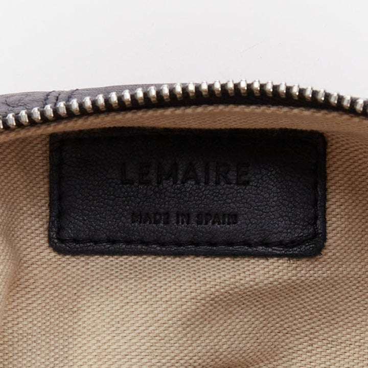 LEMAIRE Small Croissant black lambskin leather panelled half moon crossbody bag