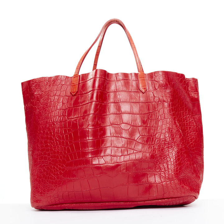 GIVENCHY Antigona red stamped scaled leather silver logo tote bag