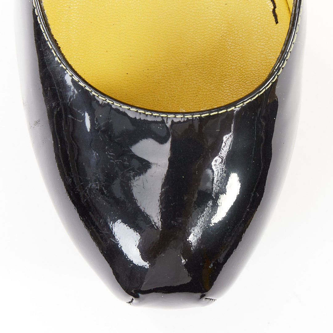 YVES SAINT LAURENT 2010 Tribute black patent leather ankle strap pumps EU37 US7