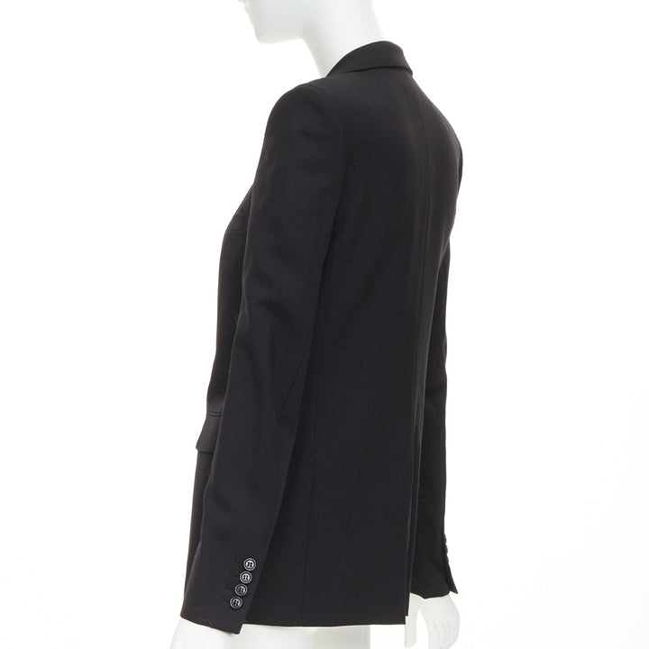 SAINT LAURENT 2018 Le Smoking single breasted peak lapel wool cady jacket FR36 S