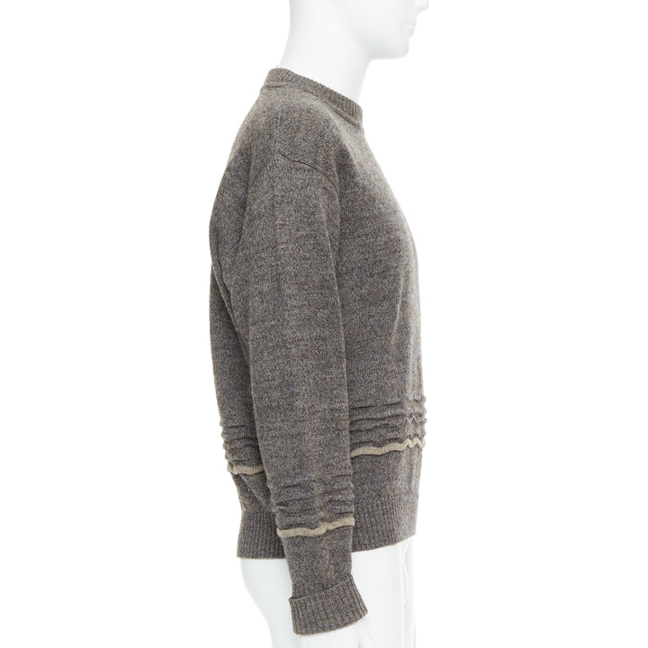 GIORGIO ARMANI grey alpaca mohair blend applique crew sweater