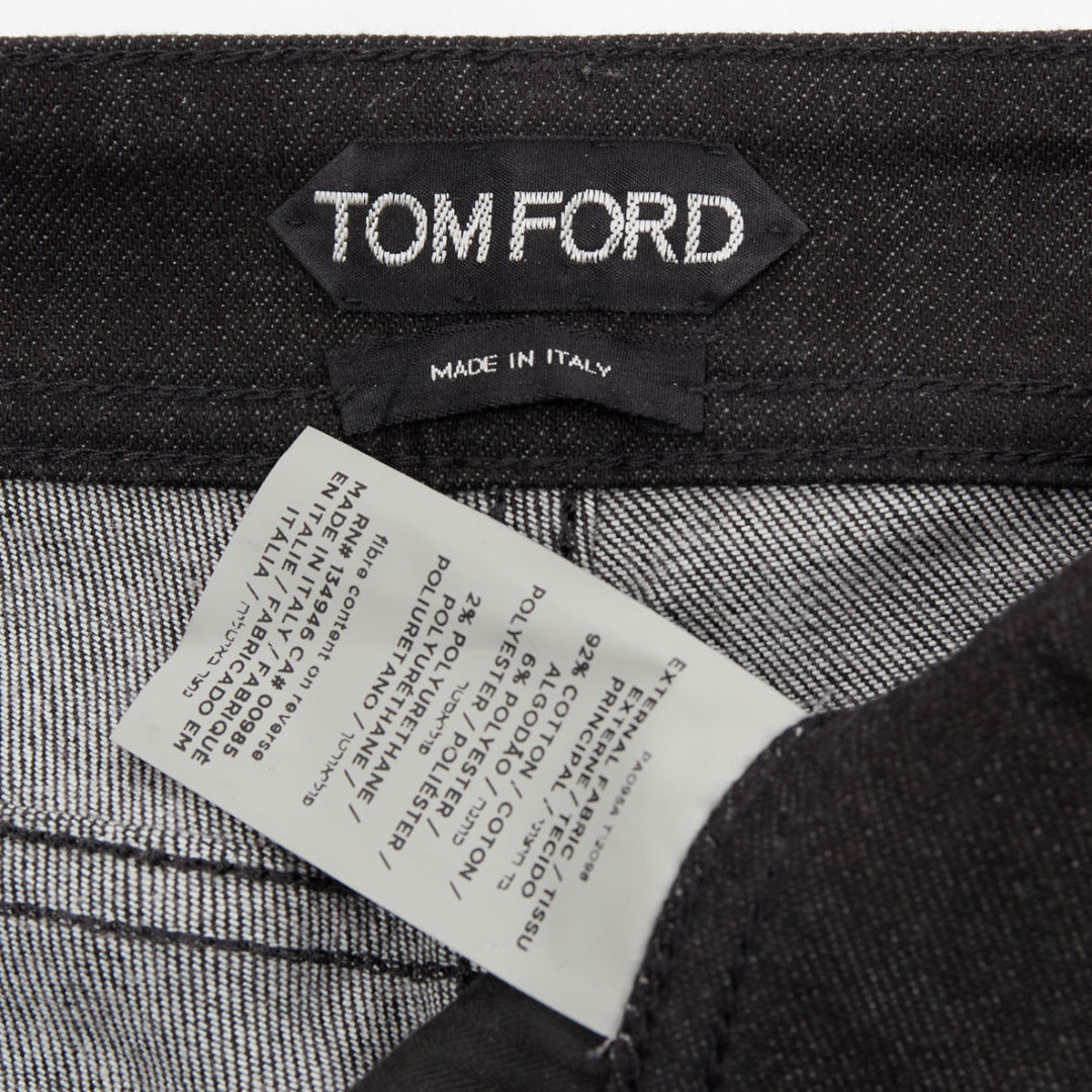 TOM FORD dark brown cotton blend silver staple embellished skinny jeans 26"
