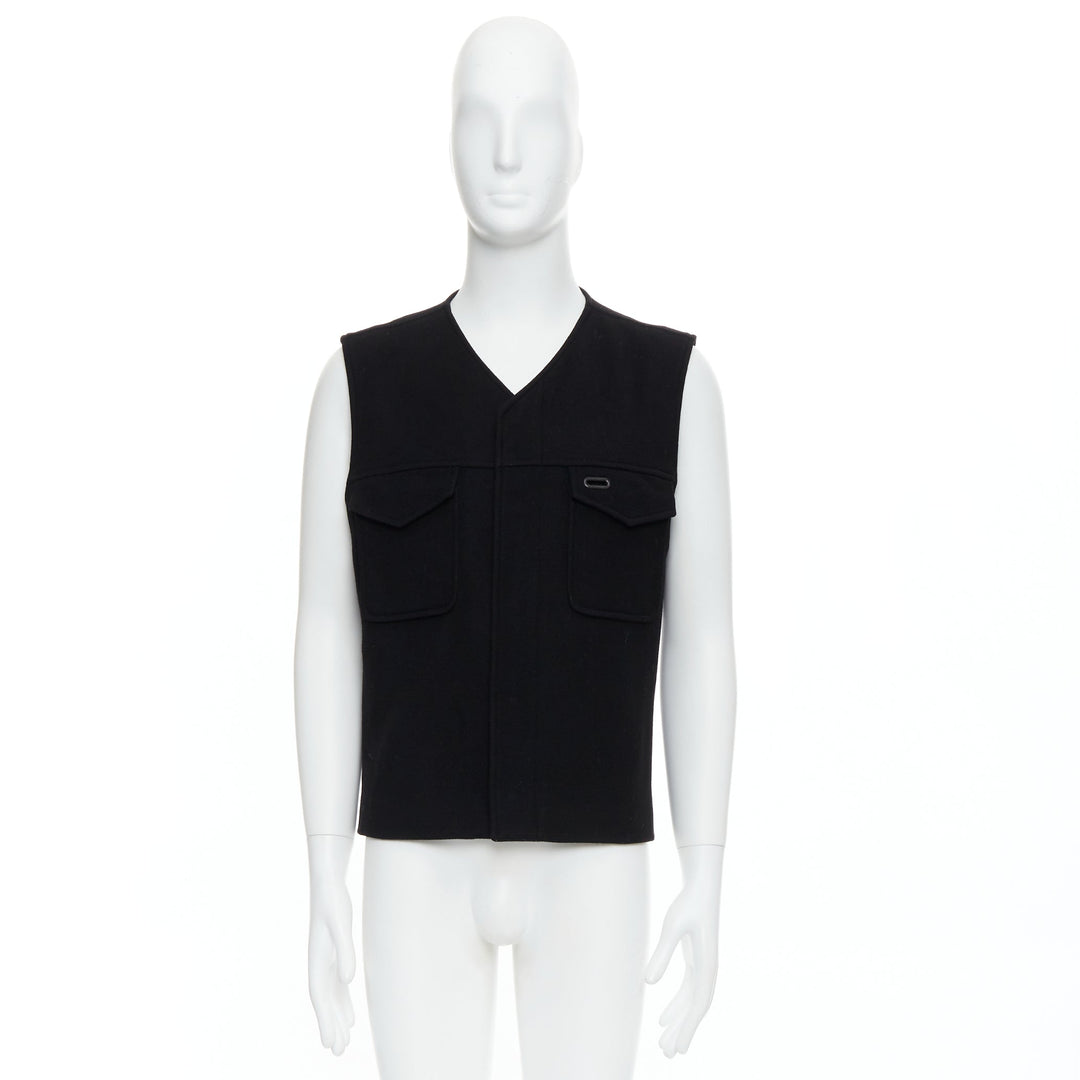 Male mannequin wearing Maison Margiela by Martin Margiela Black Wood Men Vest in Size IT46 | Available at JHROP