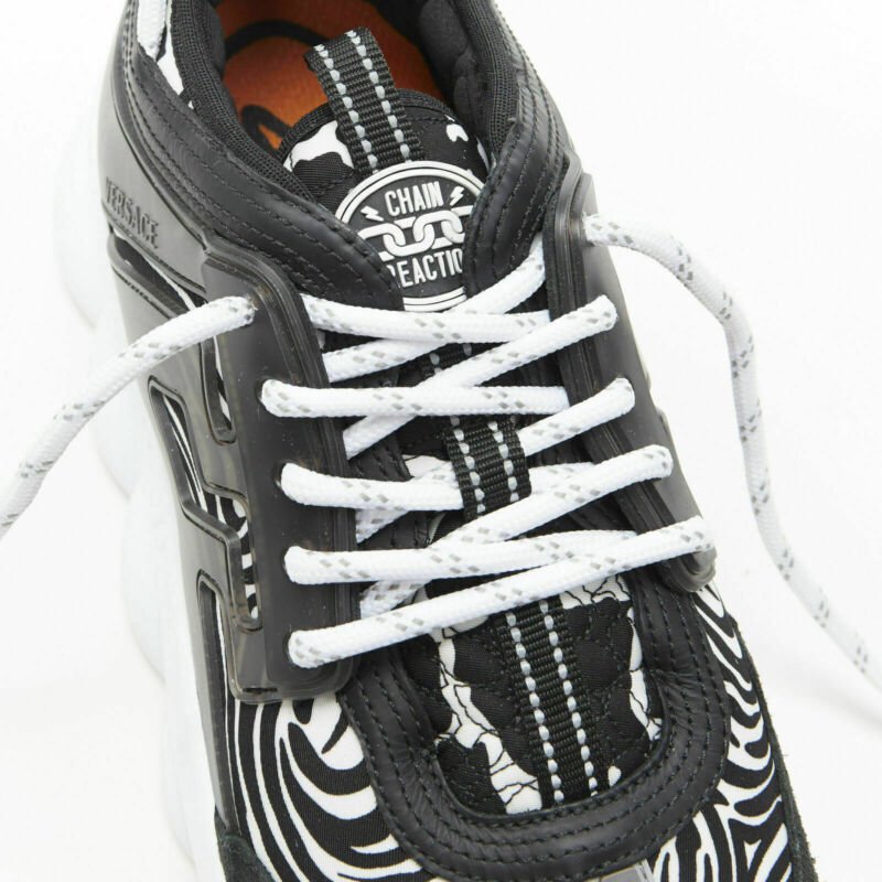 VERSACE Chain Reaction Wild Zebra black white striped sneaker EU39 US6 UK5