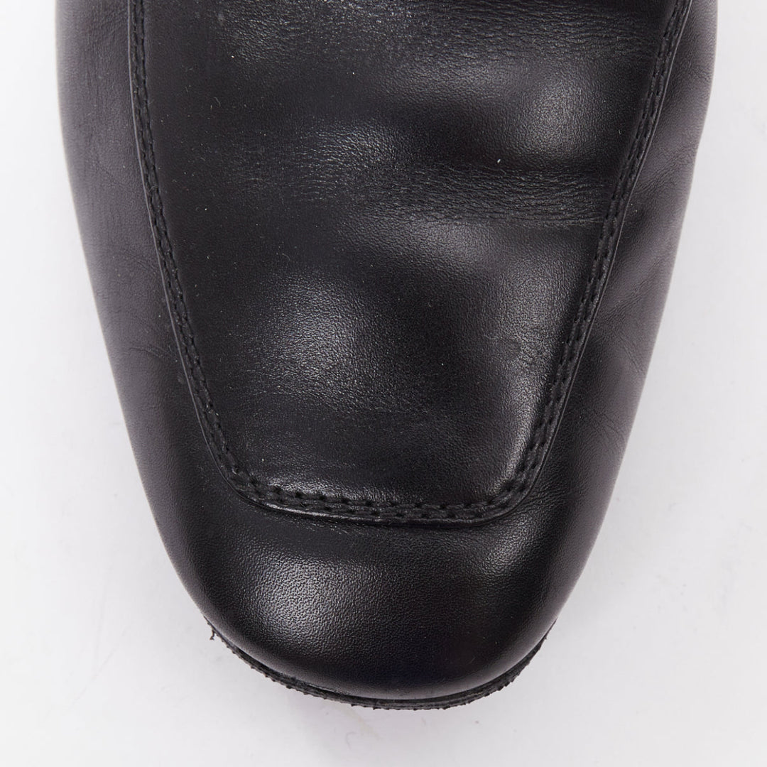 LOUIS VUITTON Upper Case flat black lambskin gold LV bar flat loafers EU36.5