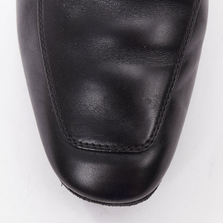 LOUIS VUITTON Upper Case flat black lambskin gold LV bar flat loafers EU36.5