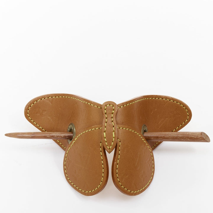 LOUIS VUITTON 2002 Conte de Fees vachetta leather butterfly hair pin stick
