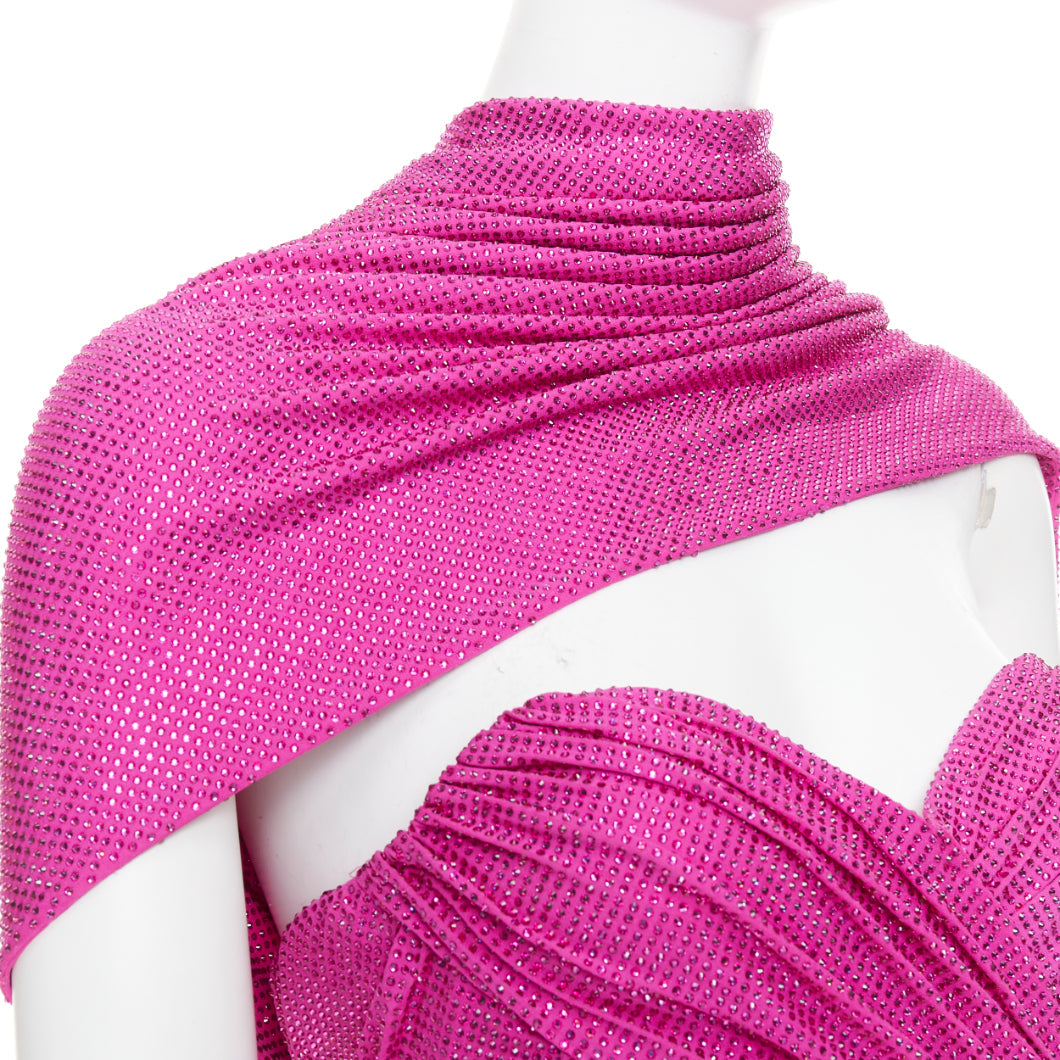 rare ALEXANDRE VAUTHIER COUTURE AW2019 Runway pink crystal sash drape gown