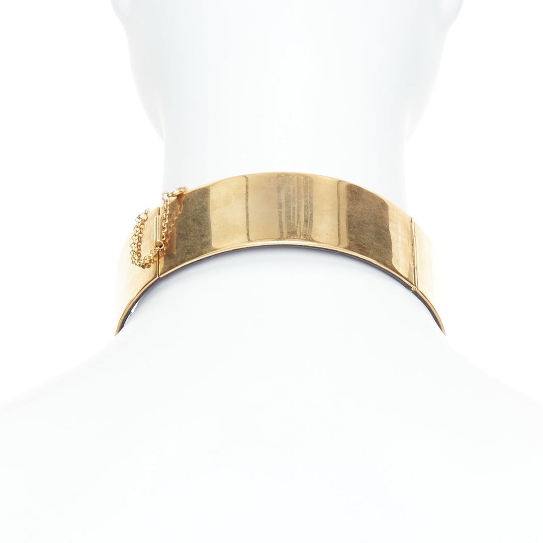 rare OLD CELINE Phoebe Philo Runway gold metal minimal choker necklace