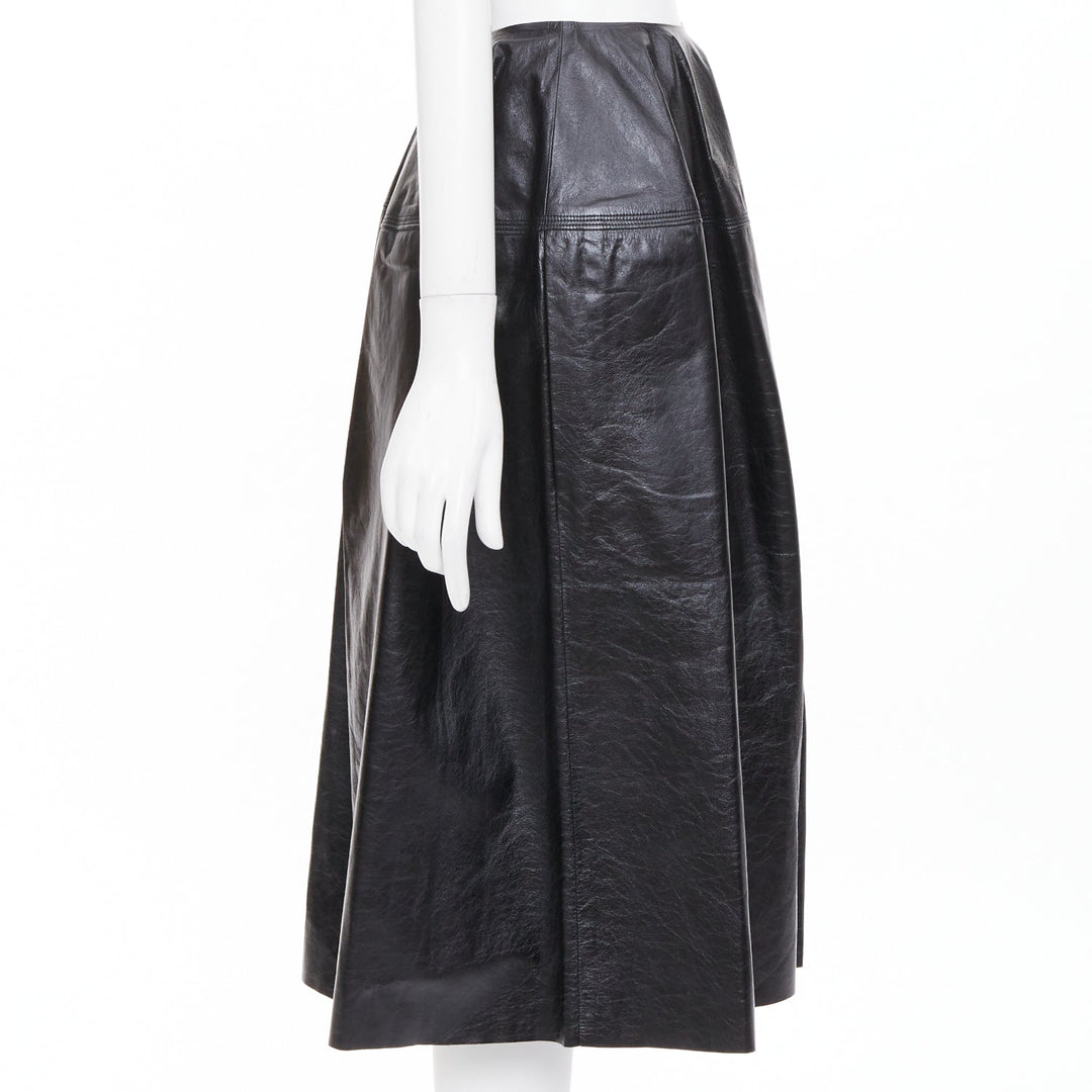 CELINE Phoebe Philo black light sheepskin leather topstitched skirt FR34 XS