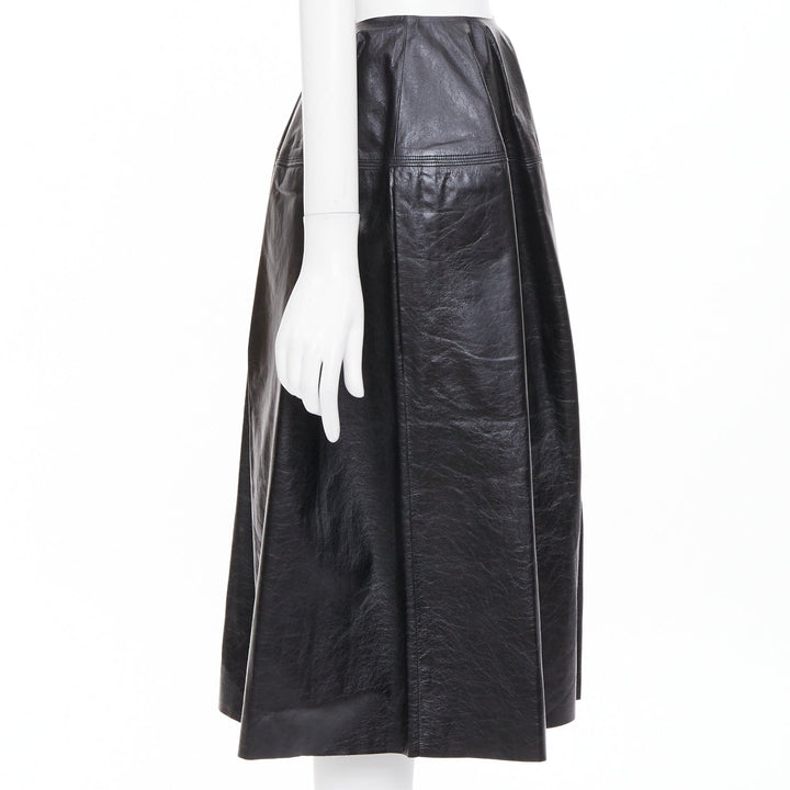 CELINE Phoebe Philo black light sheepskin leather topstitched skirt FR34 XS