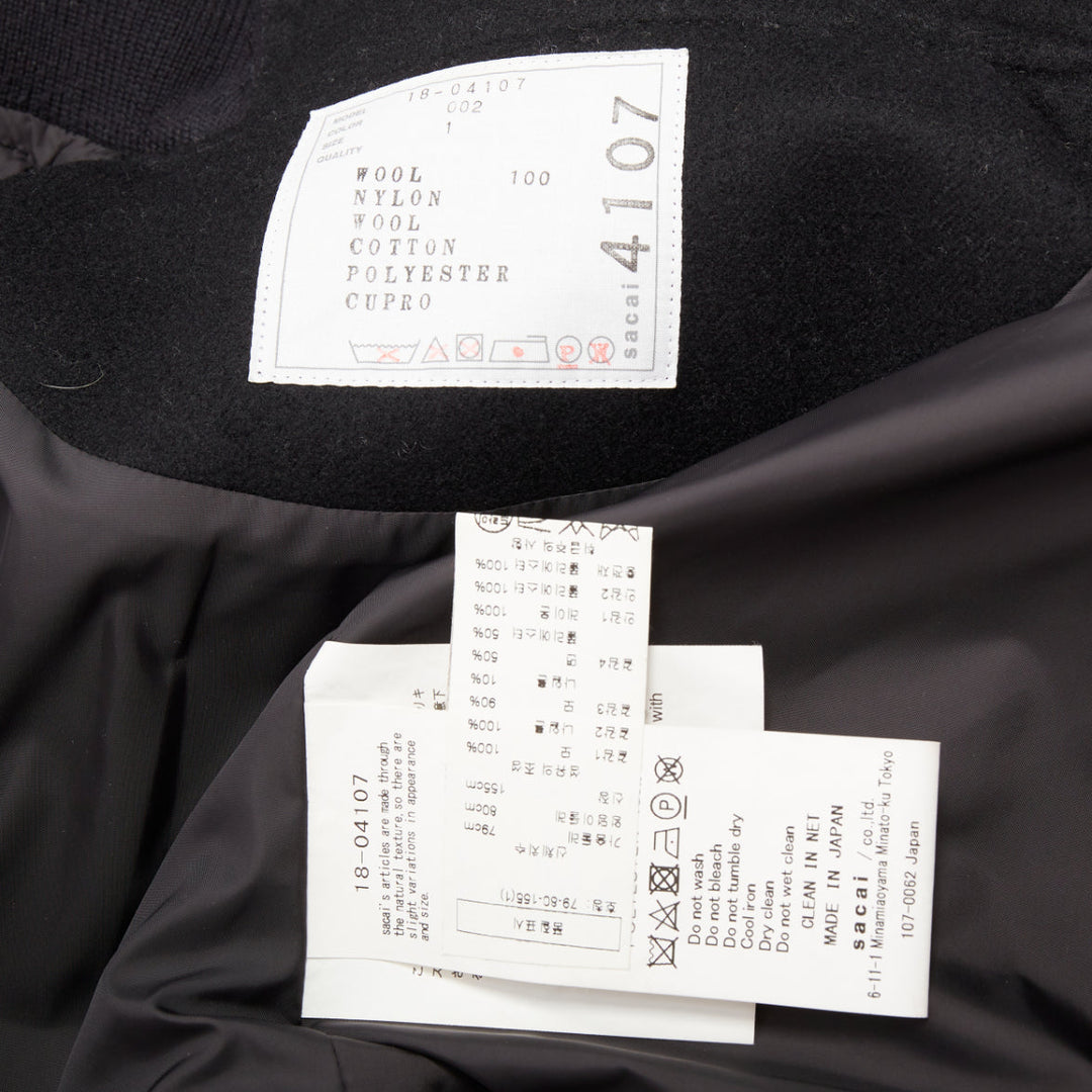 SACAI 2018 Runway black gold buttons hybrid bomber blazer coat JP1 S