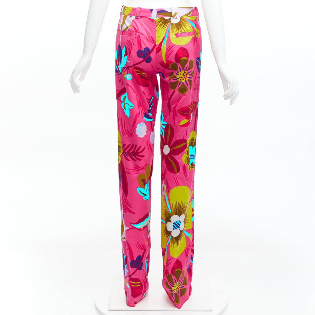 GUCCI 1999 Tom Ford Vintage pink tropical floral straight pants IT40 S