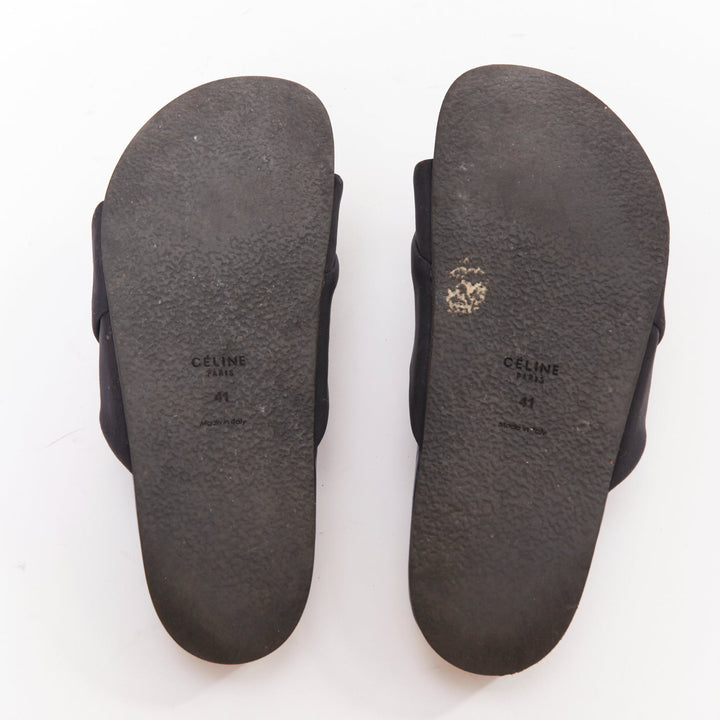 OLD CELINE 2014 Phoebe Philo Twist Boxy black grosgrain navy leather slides EU41