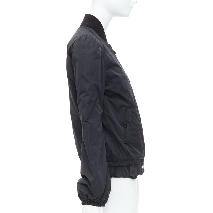 MONCLER G32-003 black logo puffer mesh trim nylon bomber Sz.2 M