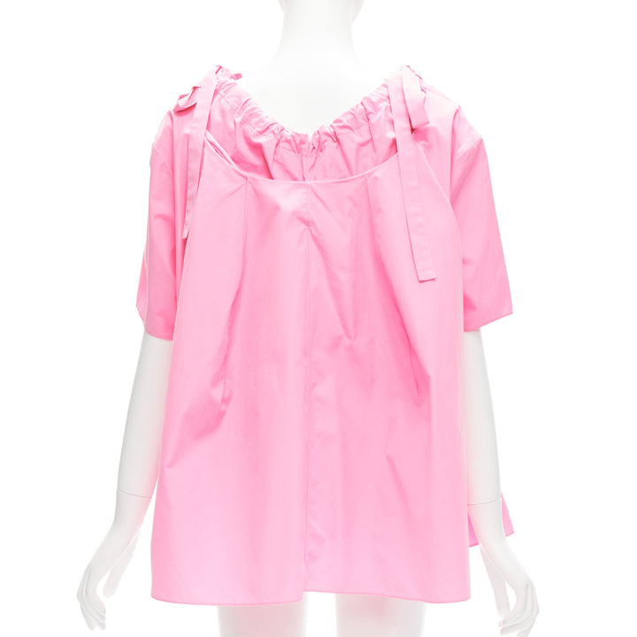 MARNI pink 100% cotton side drawstring collar trapeze top IT36 XXS