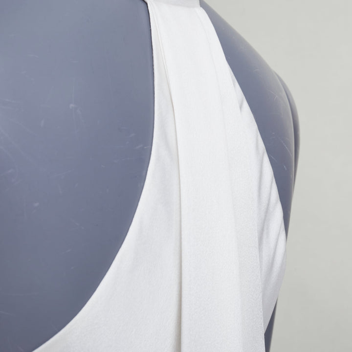 GALVAN Pandora Bridal ivory white satin halter neck drape sash midi dress FR38 S