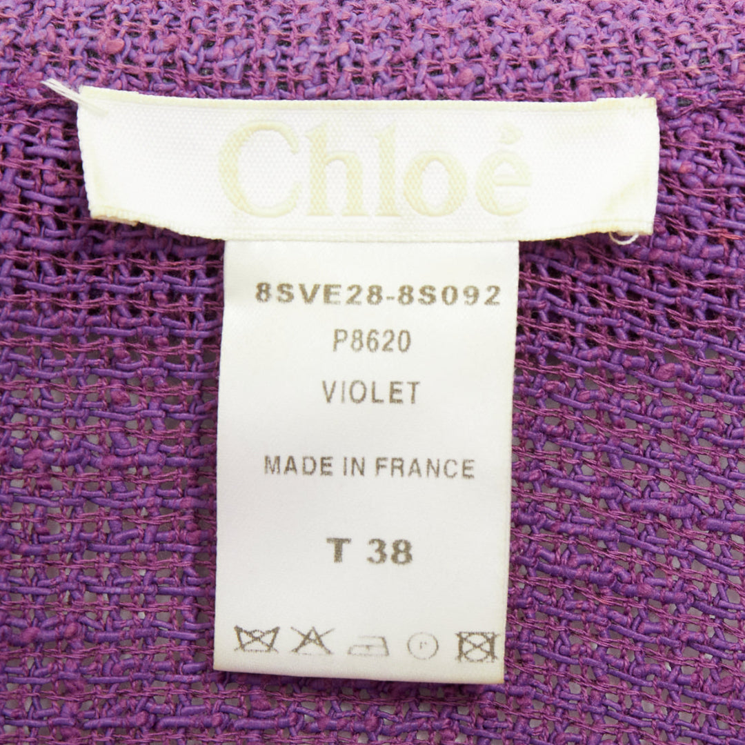 CHLOE Vintage purple cotton blend single button high low cape jacket FR38 M