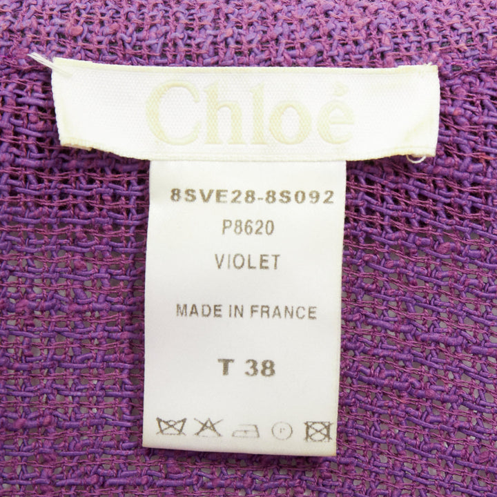 CHLOE Vintage purple cotton blend single button high low cape jacket FR38 M