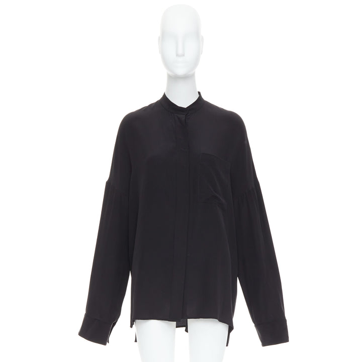 HAIDER ACKERMANN 100% silk black drop shoulder oversized shirt FR38 M