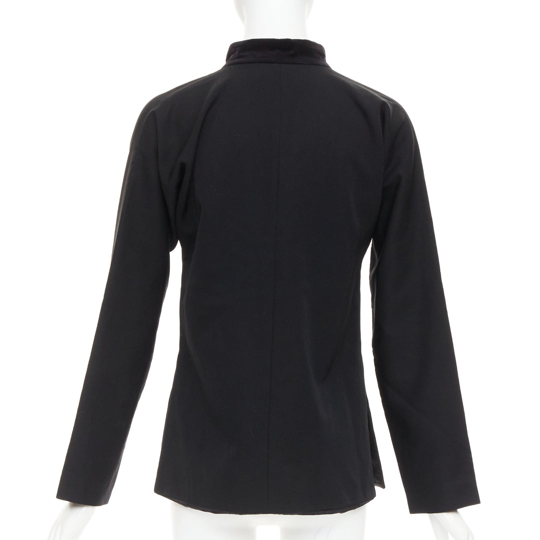 COMME DES GARCONS TRICOT 1998 Vintage black wool velvet mandarin collar jacket
