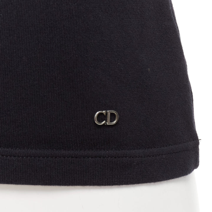 DIOR black cotton silver CD logo plate sleeveless crew neck tank top FR36 S