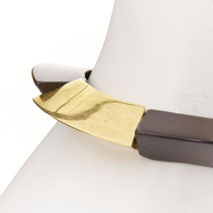 SAINT LAURENT 2020 Spinning Top Bangle gold brass brown wood elastic cuff