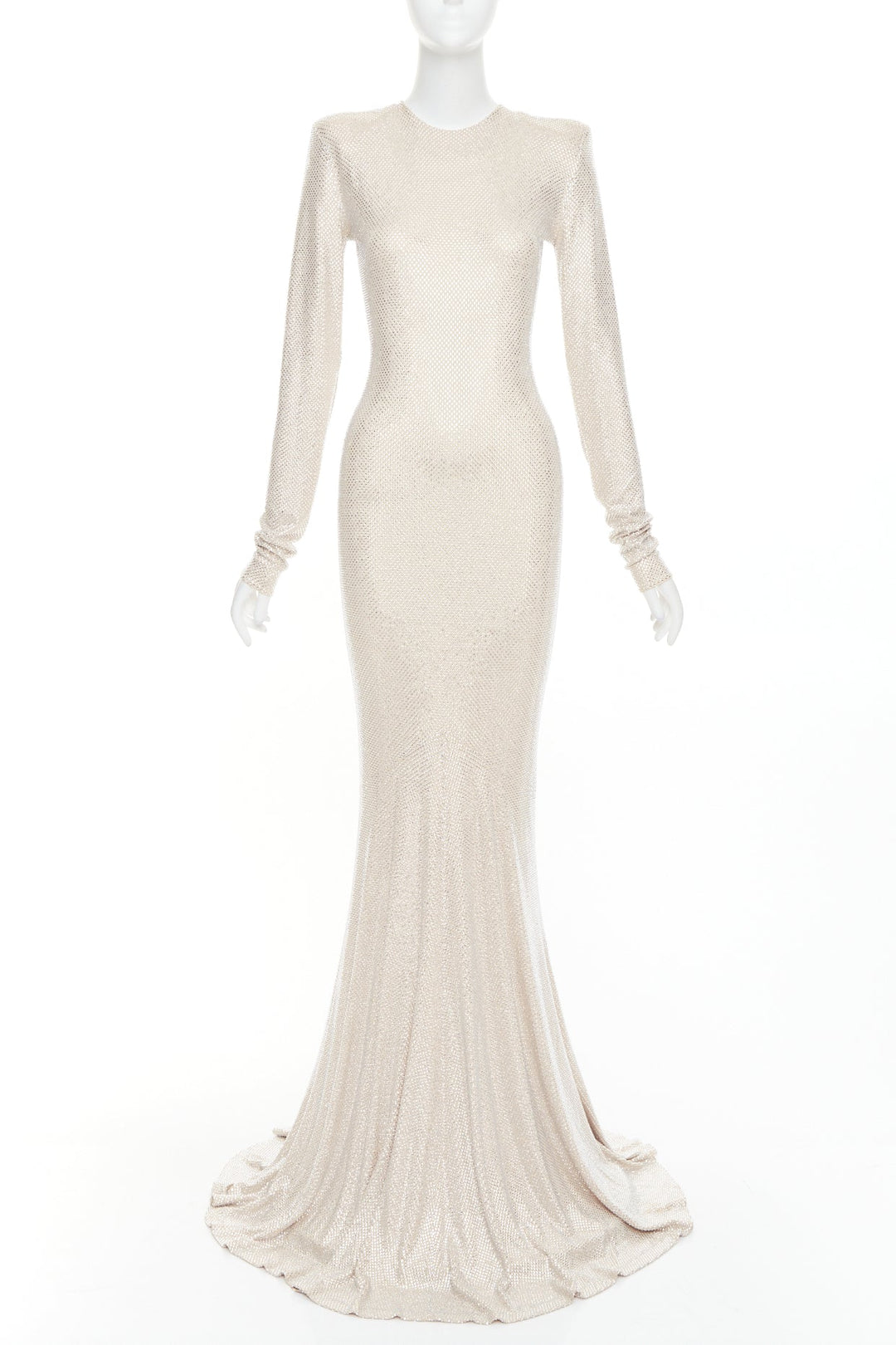 ALEXANDRE VAUTHIER Bridal ivory nude diamond strass crystal long gown dress